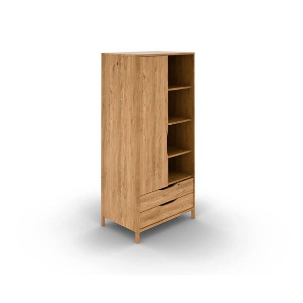 Dabīga toņa ozola masīvkoka drēbju skapis 90x188 cm Twig – The Beds-image-2