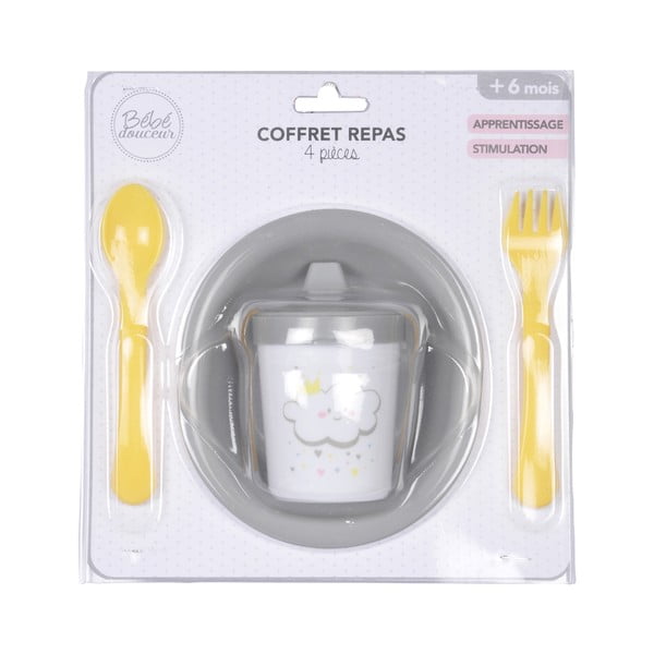 Plastmasas bērnu pusdienu komplekts (4 gab.) Cloud – Bébé Douceur-image-1