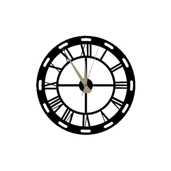 Melns sienas pulkstenis Roman Clock, 48 x 50 cm