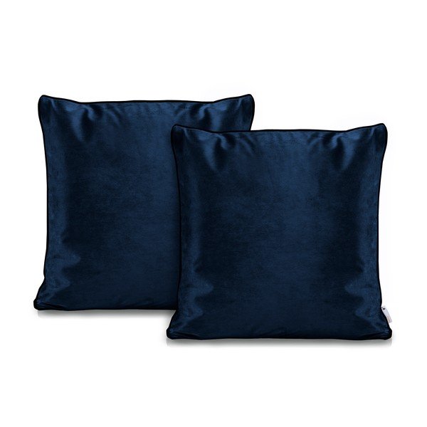 2 tumši zilu, tumši zilu DecoKing Rimavelvet tumši zilu spilvendrānu komplekts, 45 x 45 cm-image-1