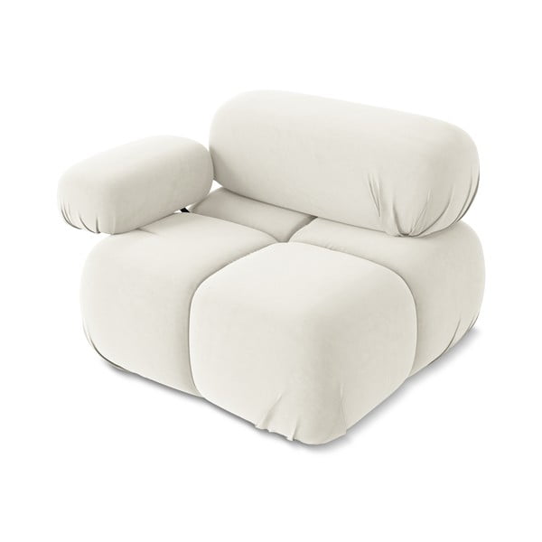 Balta samta modulārā dīvāna daļa (ar kreiso stūri) Lokua – Makamii-image-3