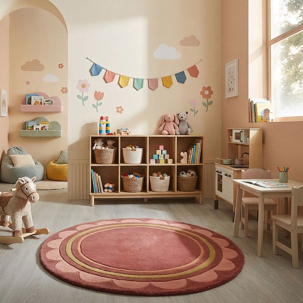 Bordo ar rokām darināts vilnas apaļš paklājs ø 120 cm Lois – Flair Rugs-image-2