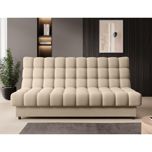 Bēšs salokāms/ar uzglabāšanas vietu dīvāns no buklē auduma 197 cm Clareta – ELTAP-image-1