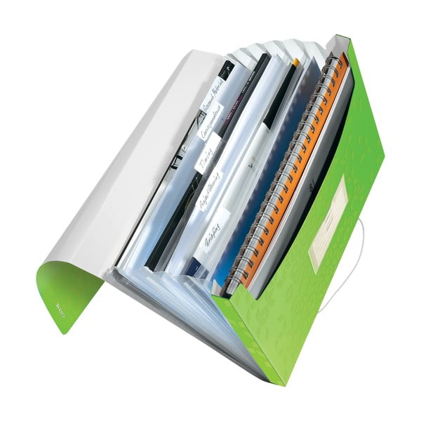 Zaļa dokumentu mape ar nodalījumiem un gumiju Leitz-image-2