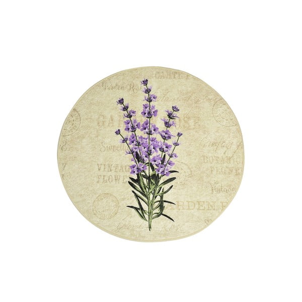 Vannas paklājiņš ar violetu ziedu motīvu Foutastic Violet Circle, diametrs 100 cm