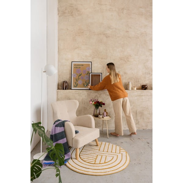 Balti dzeltens paklājs Nattiot Luisa, ø 110 cm-image-2