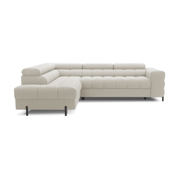 Krēmkrāsas salokāms/ar uzglabāšanas vietu stūra dīvāns no buklē auduma (ar kreiso stūri/L veida) Ferucce – ELTAP-image-2