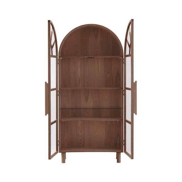 Tumša dabīga toņa vitrīna ar riekstkoka imitāciju 90x195x40 cm Sandor – Jotex-image-4