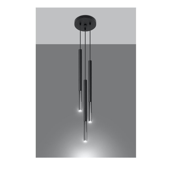 Melna/sudraba krāsas metāla piekaramā lampa ø 20 cm Asarot – Sollux-image-2