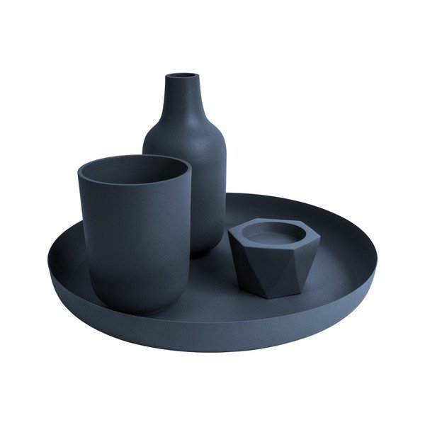 Tumši zils keramikas apaļš komplekts Present Time Nimble tray-image-1