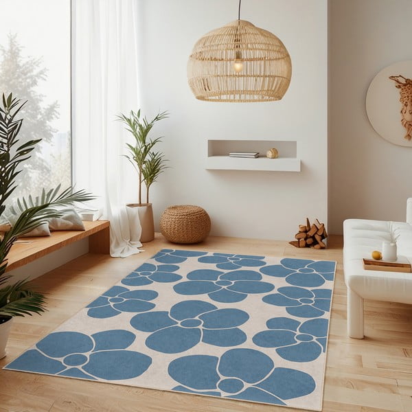 Zils mazgājams celiņa paklājs 80x200 cm Blue Meadow – Mila Home-image-2