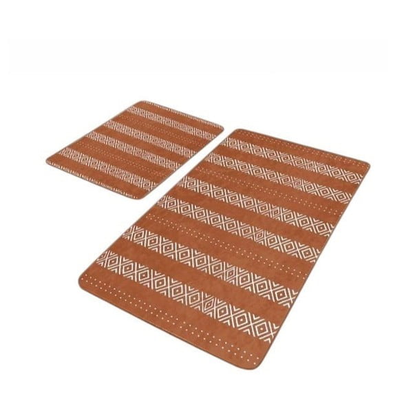 Brūni samta vannas istabas paklājiņi (2 gab.) 60x100 cm – Mila Home