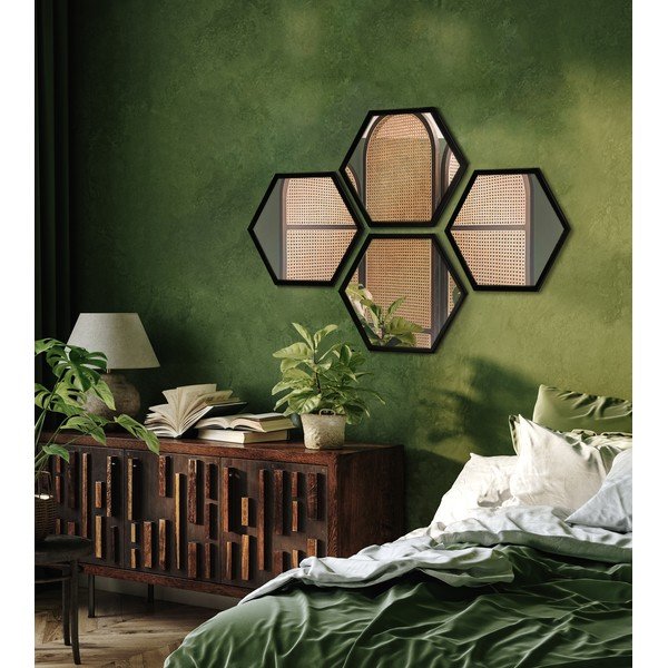 Sienas spoguļi (4 gab.) 35x40 cm Heksagon-image-1