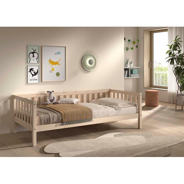 Dabīga toņa priedes masīvkoka bērnu gulta ar redelēm 90x200 cm Dallas – Vipack-image-3