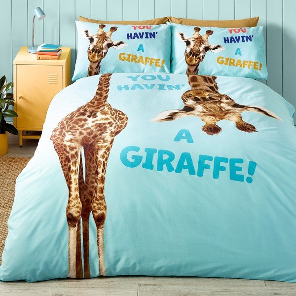 Tirkīzzila divguļamā bērnu gultas veļa 230x220 cm Havin A Giraffe – Catherine Lansfield-image-1