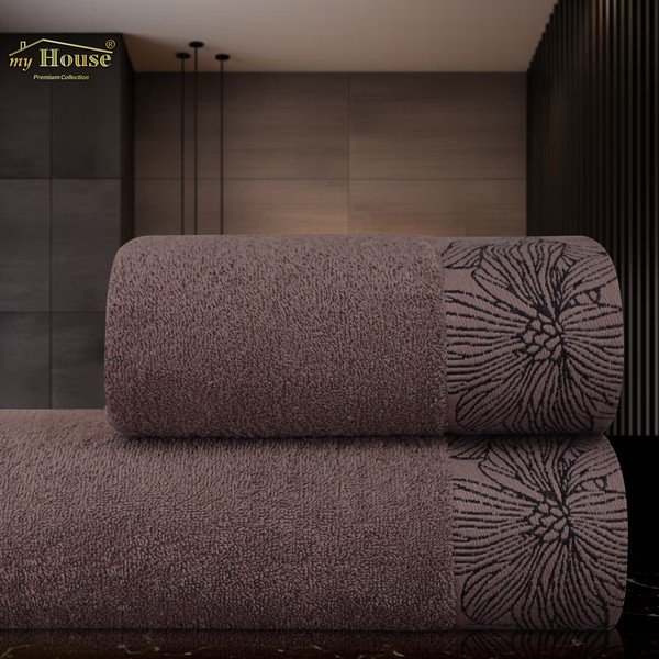 Brūns frotē kokvilnas dvielis 50x100 cm Valencia – My House-image-1