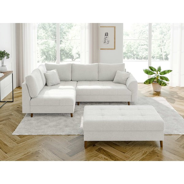 Balts kāju soliņš no buklē auduma Ariella – Ropez-image-4