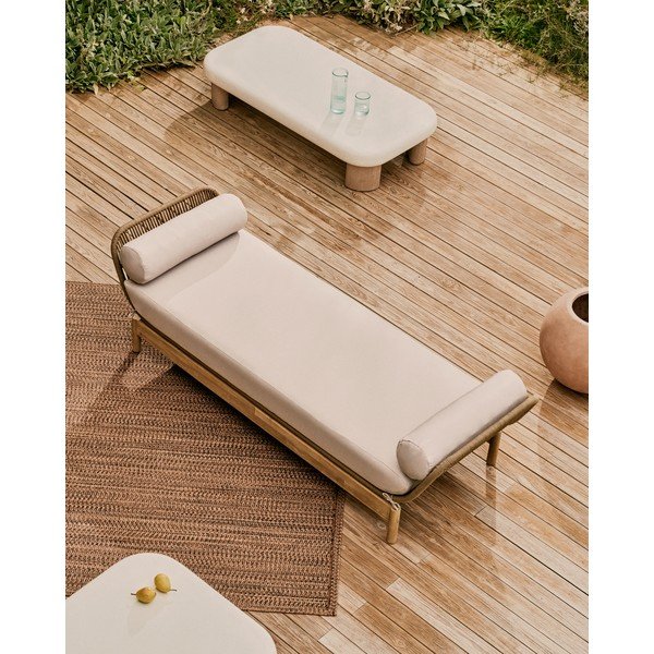 Dabīga toņa akācijas masīvkoka dārza dīvāns Catalina – Kave Home-image-1