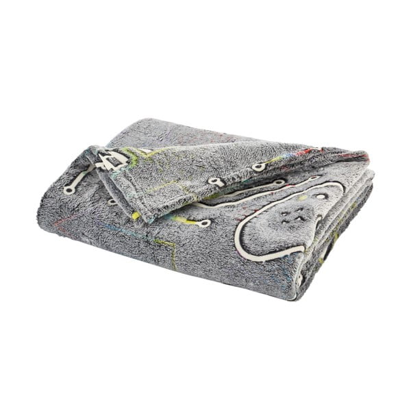 Pelēka mikroplīša bērnu sega ar spīdošu efektu 130x170 cm Game Over – Catherine Lansfield-image-2