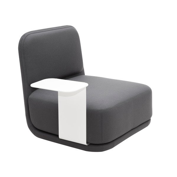 Tumši pelēks atpūtas krēsls ar vidēji augstu atzveltni un baltu metāla galdu Softline Standby Medium + Side Table-image-2