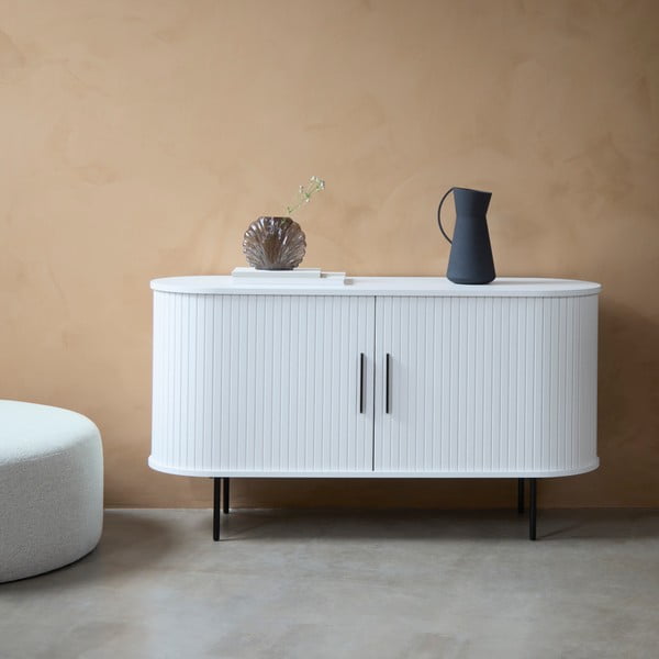 Balta kumode ar bīdāmām durvīm 120x76x45 cm Nola – Unique Furniture-image-1