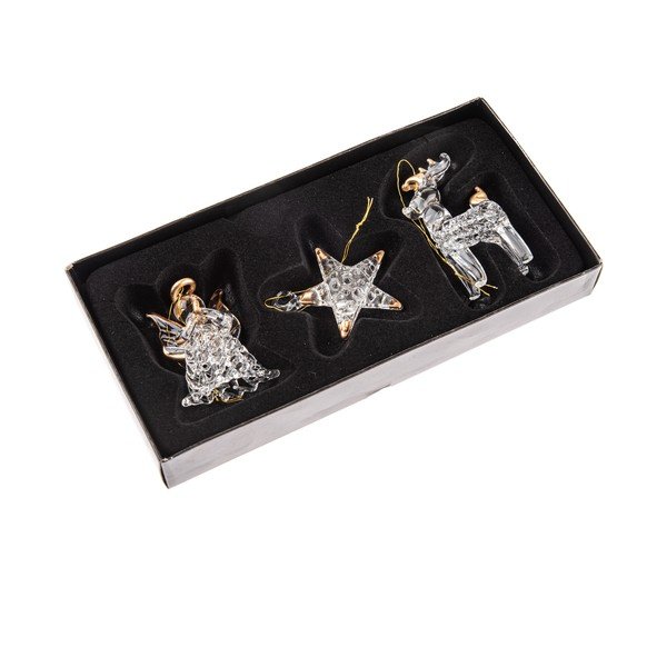 Stikla Ziemassvētku eglītes rotājumi (3 gab.) 9 cm – Dakls