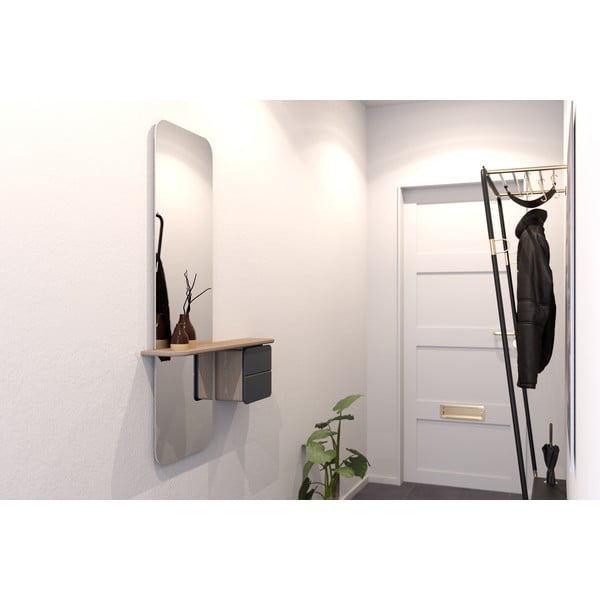 Antracīta pelēka/dabīga toņa priekšnama iekārta ar ozolkoka imitāciju One More Look – UMAGE-image-4