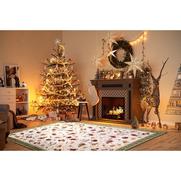 Zaļš paklājs ar Ziemassvētku motīvu no kokvilnas maisījuma 160x230 cm Toy's Delight Green Christmas – Villeroy&Boch-image-1
