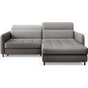Pelēks samta salokāms/ar uzglabāšanas vietu stūra dīvāns (ar labo stūri/ar zvilni) Gomsi – ELTAP