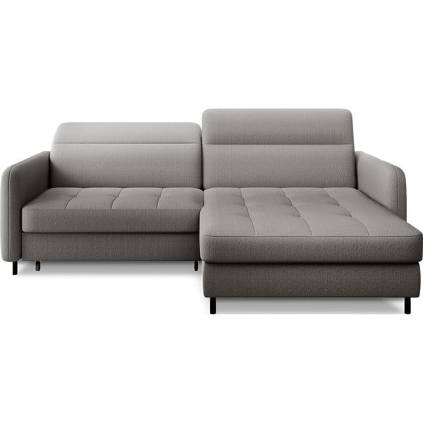 Pelēks samta salokāms/ar uzglabāšanas vietu stūra dīvāns (ar labo stūri/ar zvilni) Gomsi – ELTAP