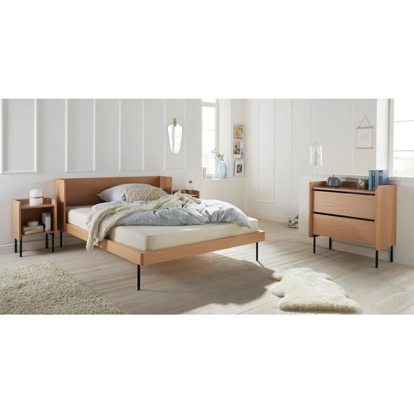 Dabīga toņa augsta kumode ar ozolkoka imitāciju 80x82 cm Wrap – Bonami Selection-image-1