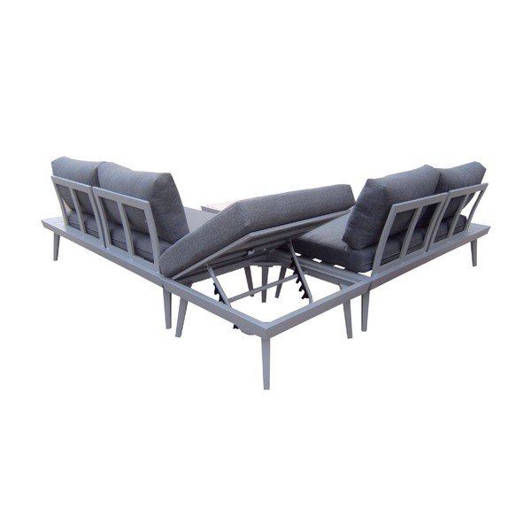 Pelēka dārza dīvāna un žurnālu galdiņa komplekts Bobochic Paris Vigo Gris-image-1
