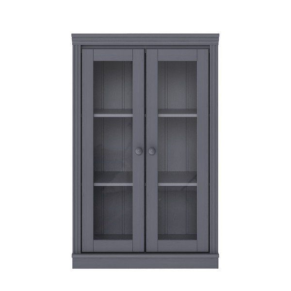 Pelēka priedes masīvkoka vitrīna 74x118x35 cm Anita – Støraa