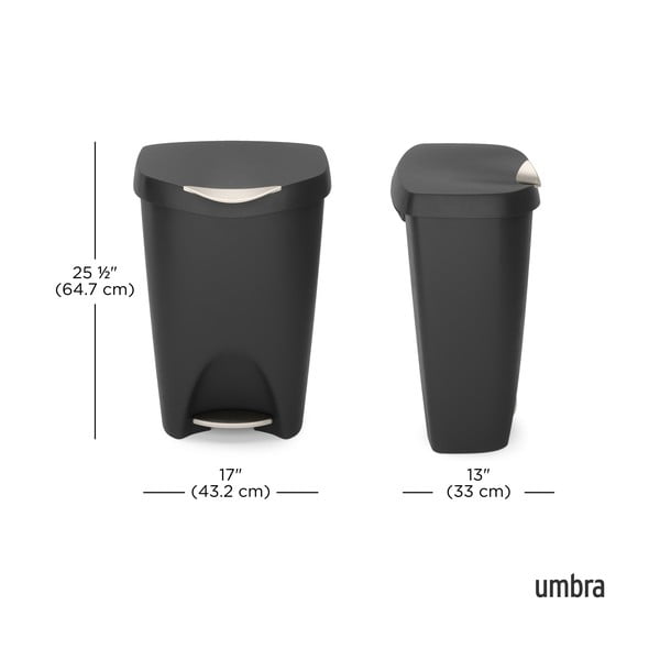 Melna plastmasas atkritumu tvertne ar pedāli 50 l Brim – Umbra-image-3