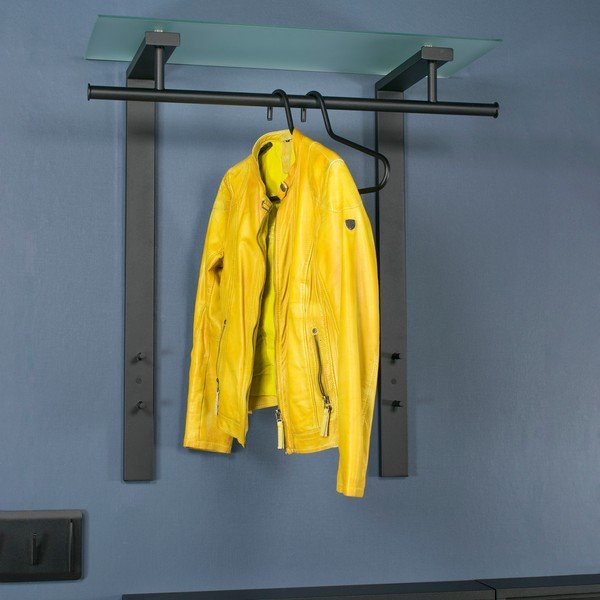 Melns metāla sienas pakaramais ar plauktu 80 cm Dutch – Spinder Design-image-3