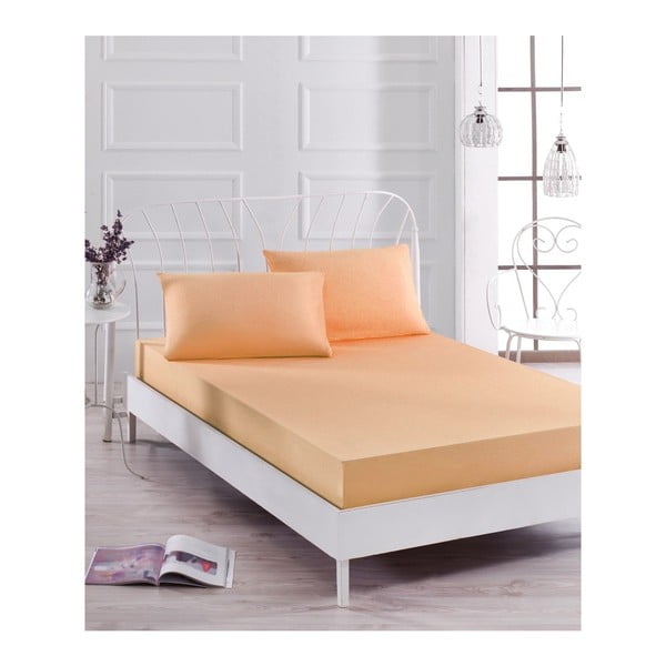 Gaiši oranžas krāsas gultasveļas un 2 spilvendrānu komplekts vienvietīgai gultai Basso Pomme, 160 x 200 cm