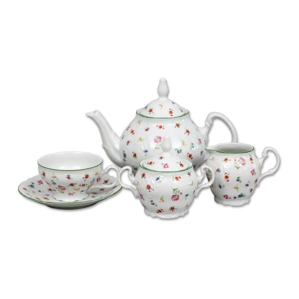 Porcelāna tējas komplekts ar ziedu motīvu Thun Bernadotte