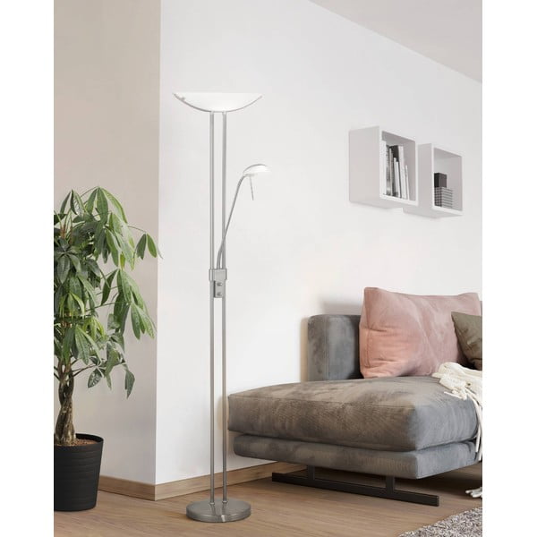 Matētas sudraba krāsas stāvlampa ar stikla abažūru (augstums 180 cm) BAYA – EGLO-image-1