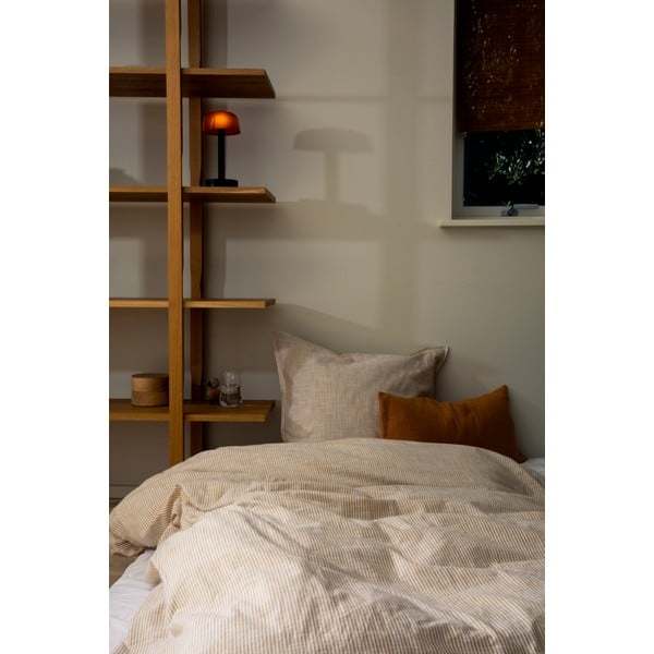 Okera dzeltena/balta vienvietīga/īpaši gara gultas veļa no organiskās kokvilnas  140x220 cm Monochrome Lines – JUNA-image-2