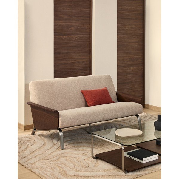 Gaiši brūns dīvāns no šenila auduma 165 cm Amsen – Kave Home-image-1