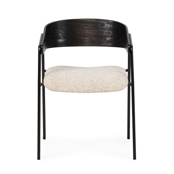 Melni/bēši polsterēti ēdamistabas krēsli ar roku balstiem (2 gab.) Cora – MOME-image-4