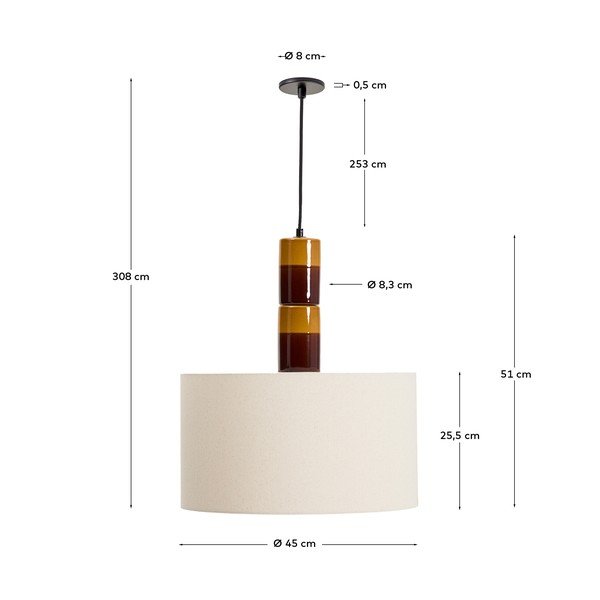 Piekaramā lampa ar auduma abažūru Mavran – Kave Home-image-4