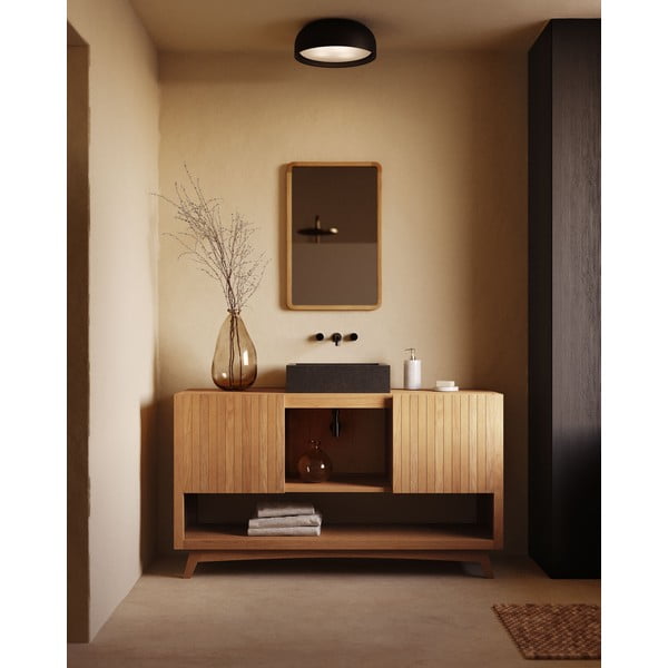 Dabīga toņa tīkkoka masīvkoka zems skapītis zem izlietnes 140x80 cm Kuveni – Kave Home-image-3