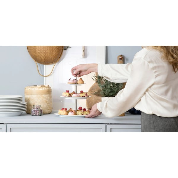 Balts trīsstāvīgs porcelāna trauks Kähler Design Hammershoi Etagere, ⌀ 28 cm-image-3