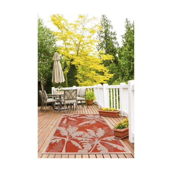 Oranžs un bēšs āra paklājs Floorita Palms, 135 x 190 cm-image-4