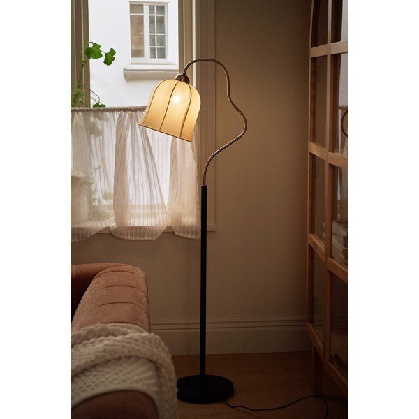 Balta/melna tekstila stāvlampa (augstums 150 cm) Bell – Ellos Home-image-1