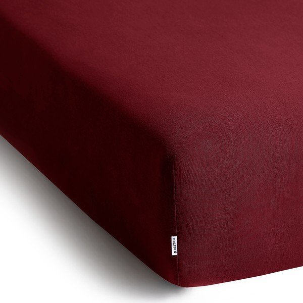 Bordo trikotāžas palags ar gumiju 160x200 cm Amber – Restilo-image-2