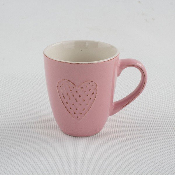 Rozā keramikas krūze Dakls Dots Heart, 300 ml