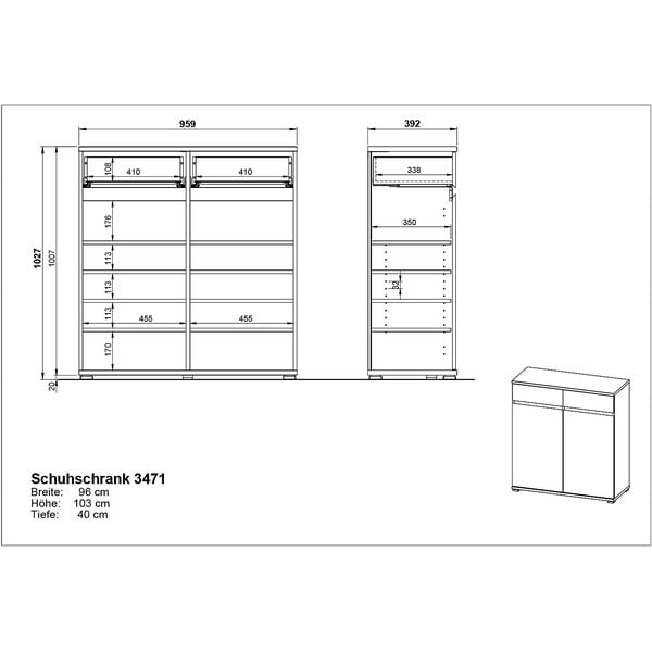 Apavu skapis ar atvilktnēm un dižskābarža koka imitāciju Lissabon – Germania-image-4