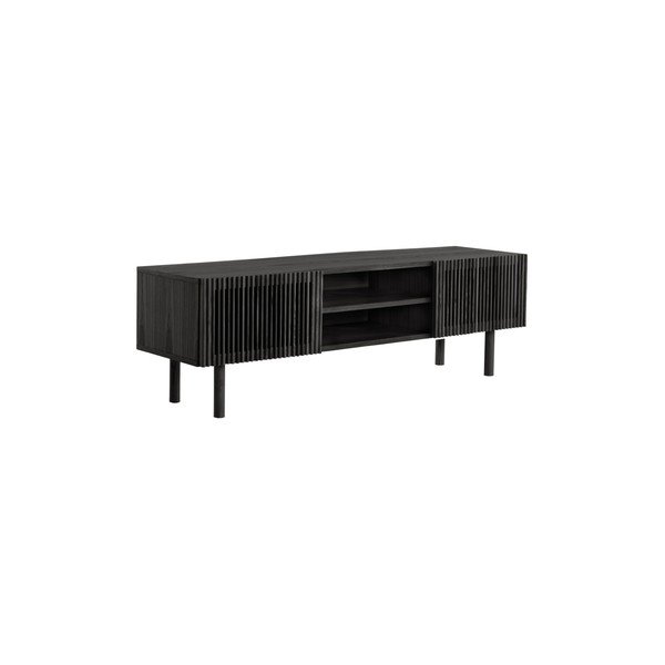 Melns TV galdiņš ar oškoka imitāciju 160x50x43 cm Sion – Jotex